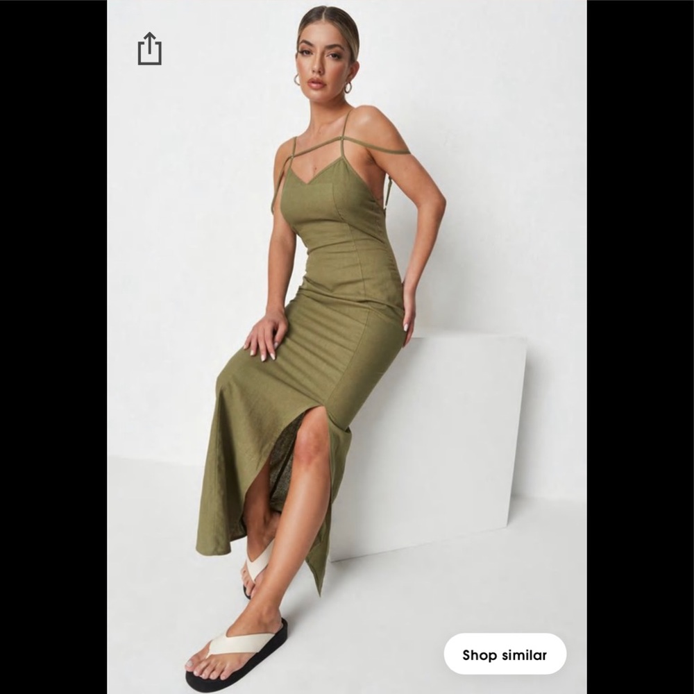 Missguided Woman’s Linen Cami Maxi Dress Size 2 NWT